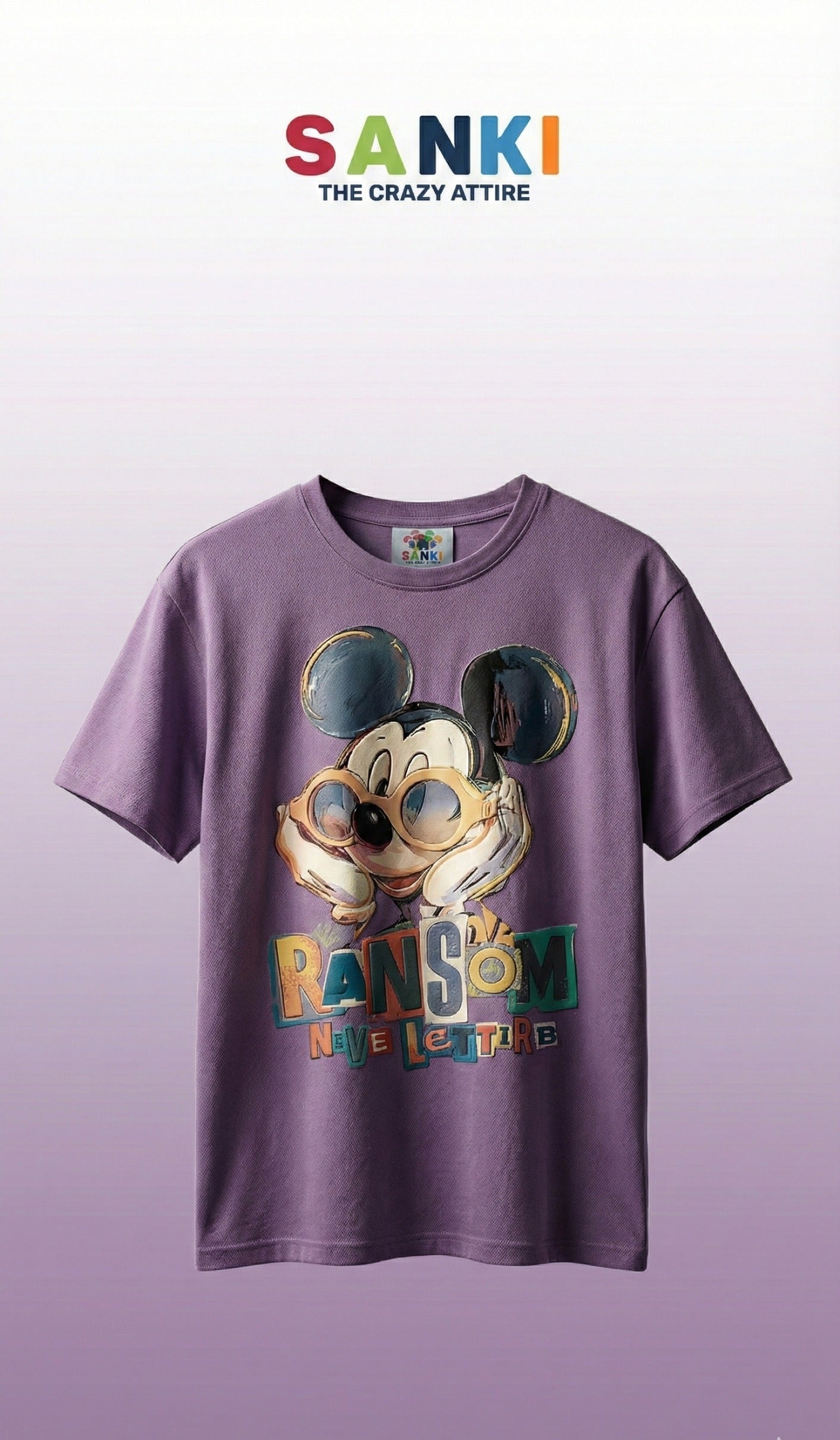 SANKI cartoon core fashion T-shirt PURPLE - Image 2