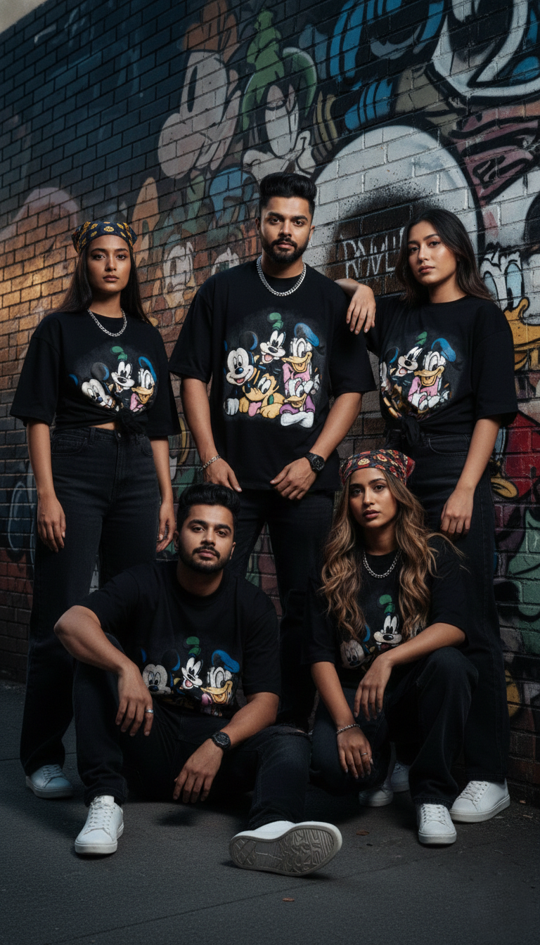 Funky Round Neck T-Shirt Black - Image 4