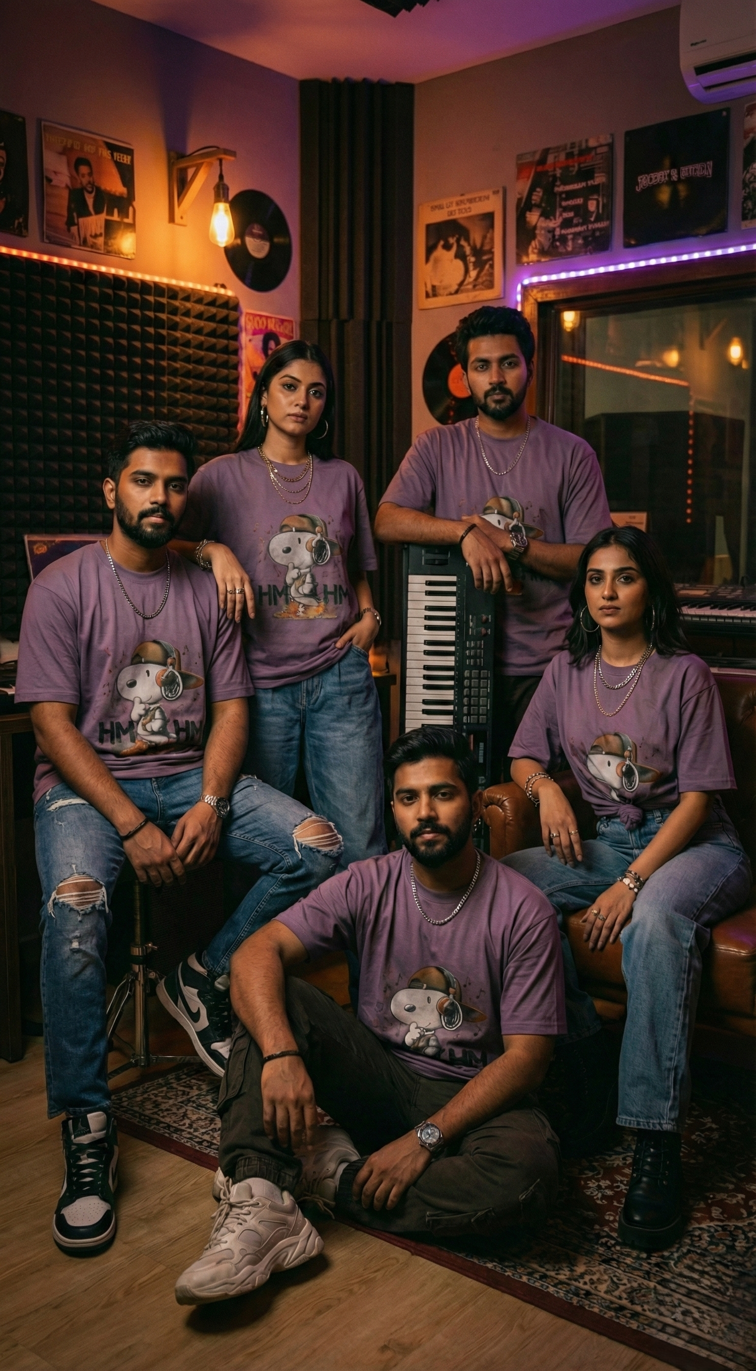 SANKI Snoopy Music Graphic Oversized T-Shirt PURPLE - Image 2