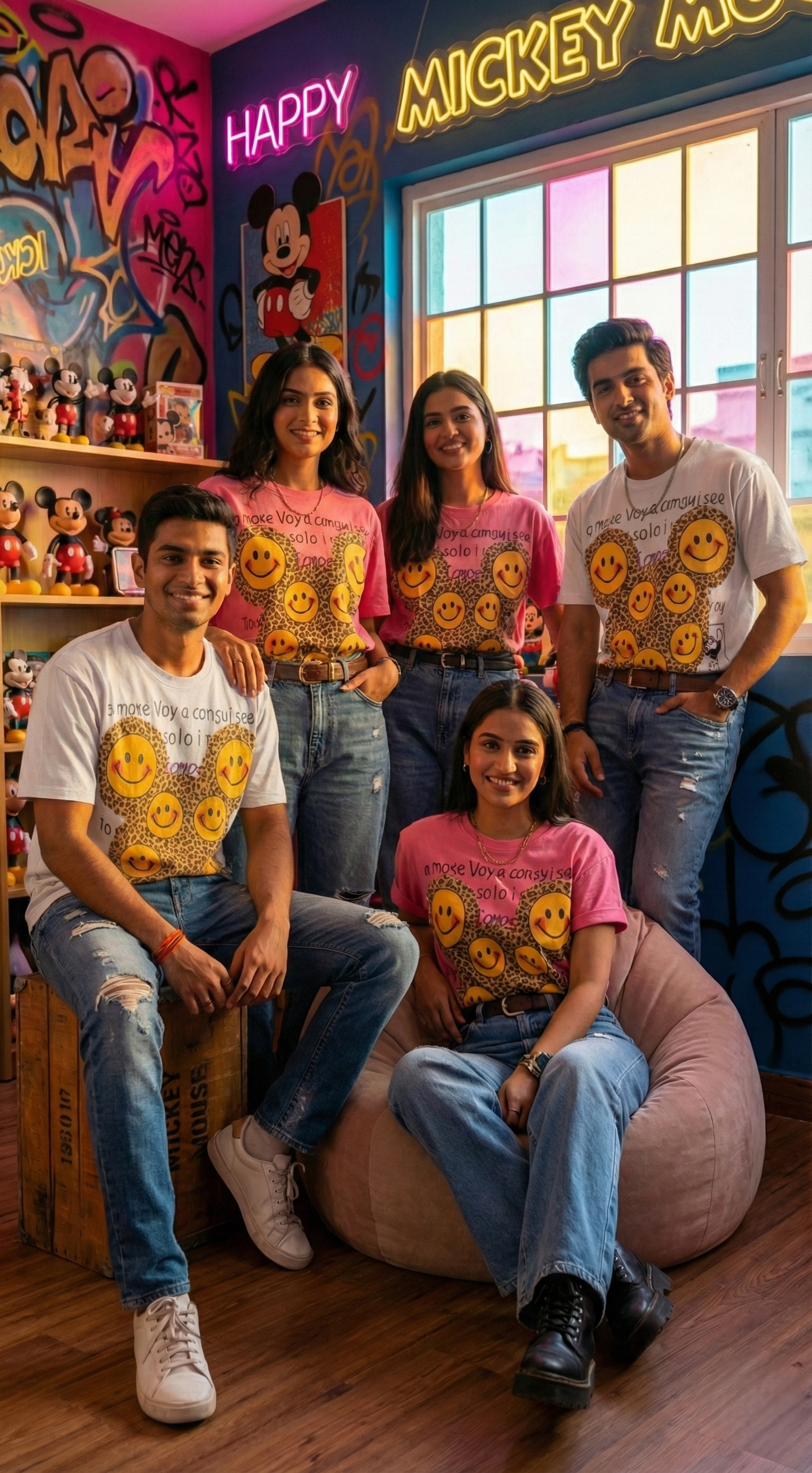 SANKI Aesthetic smiley print T-Shirt