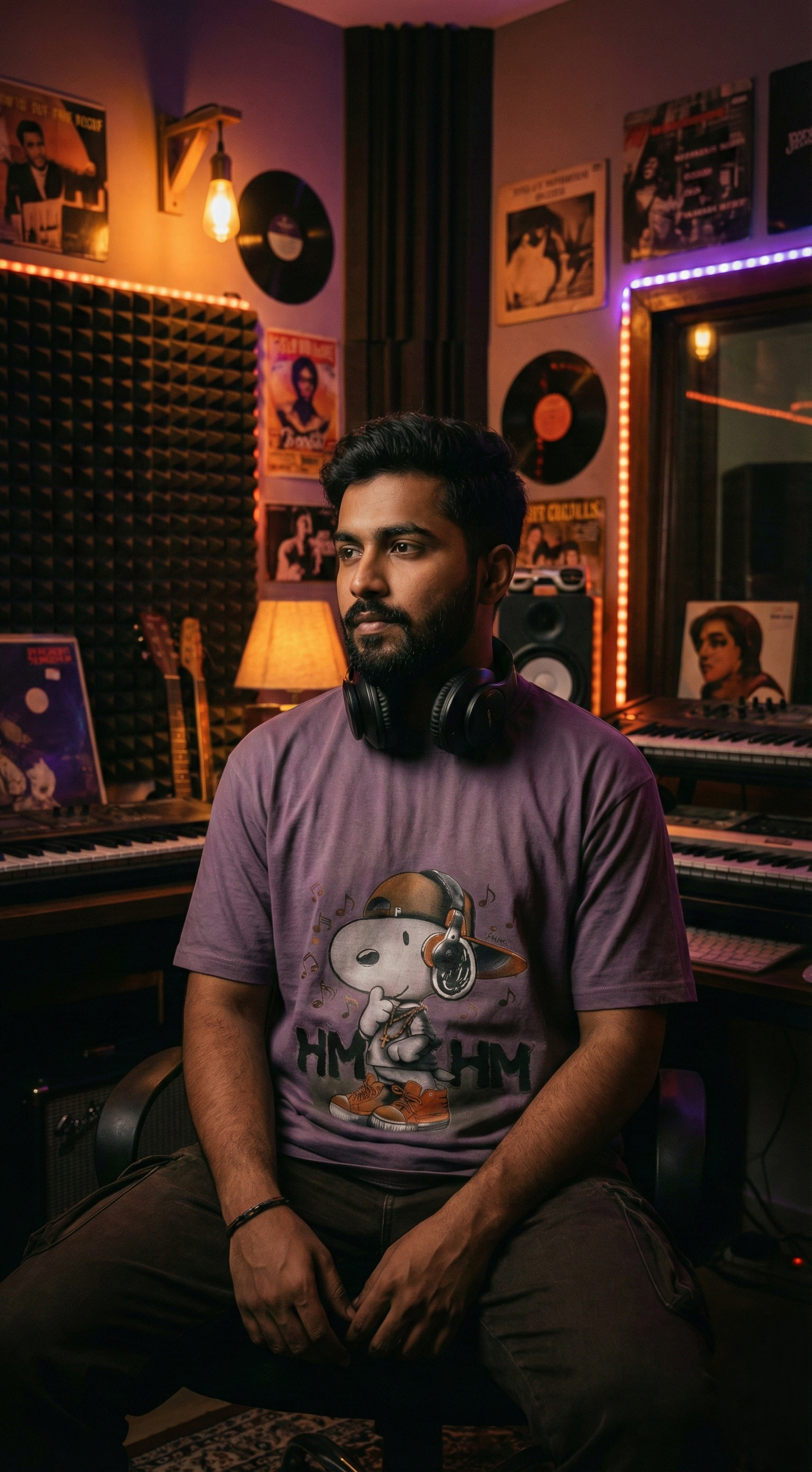 SANKI Snoopy Music Graphic Oversized T-Shirt PURPLE - Image 3